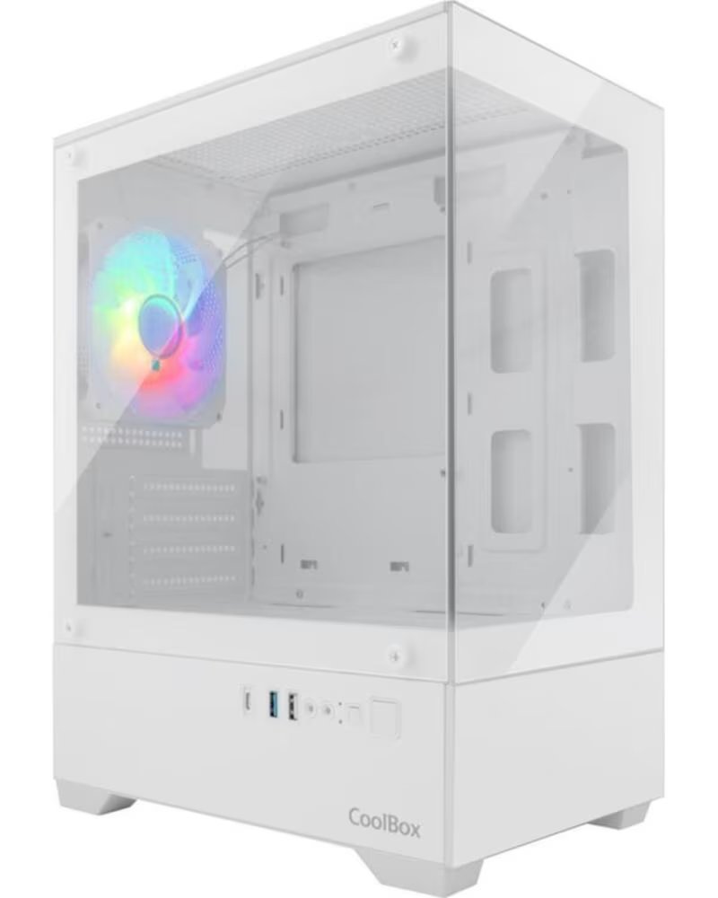 COOLBOX Caja ordenador gaming gm200 vision lite matx argb cristal templado blanco