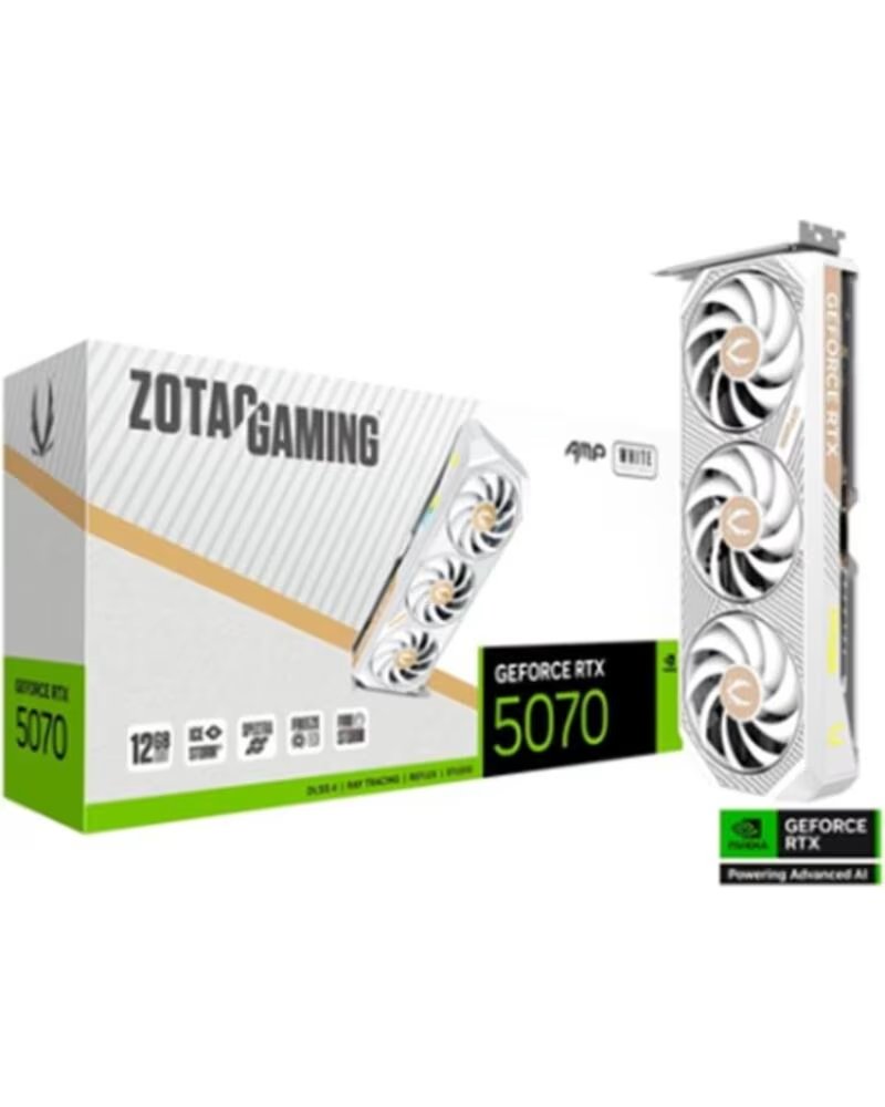 ZOTAC Tarjeta grafica rtx 5070 amp 12gb gddr7 white