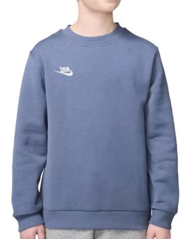 NIKE SWEAT-SHIRT CLUB FLC ENFANT SANS CAPUCHE FD3006-499 BLEU CIEL CELESTE