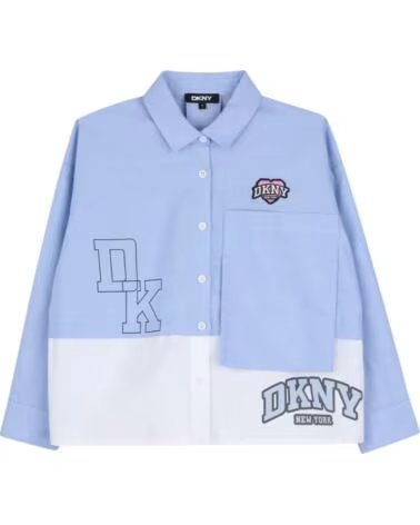 DKNY CAMICIA BAMBINA AZZURRO AZUL CIELO