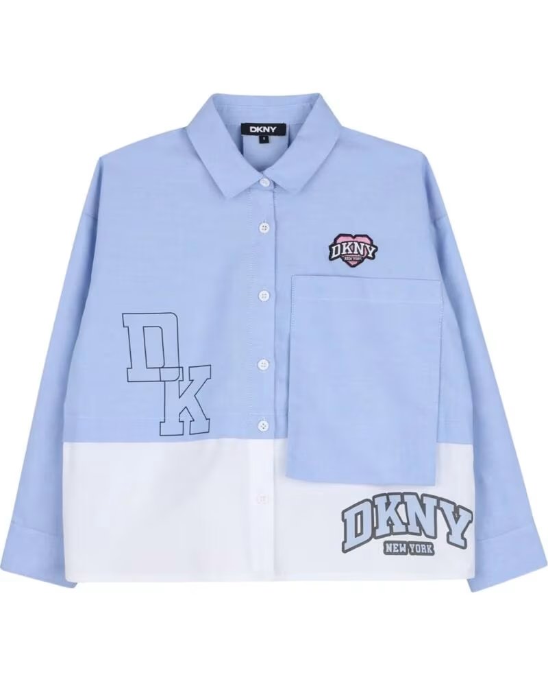 DKNY CAMICIA BAMBINA AZZURRO AZUL CIELO