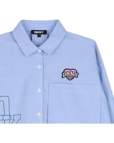 DKNY CAMICIA BAMBINA AZZURRO AZUL CIELO
