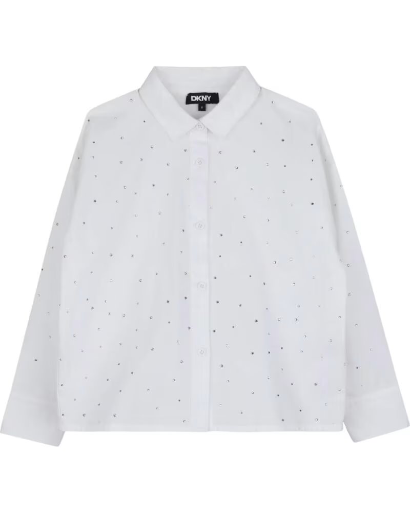 DKNY CAMICIA RAGAZZA STRASS STELLE BLANCO