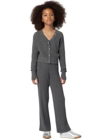 DKNY PANTALONES DE PUNTO ACANALADO NINA GRIS JASPEADO