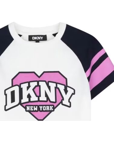 DKNY T-SHIRT DE MANGA CURTA MENINA BRANCO SUJO BLANCO ROTO
