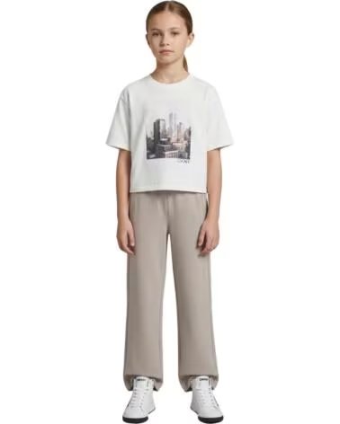 DKNY T-SHIRT MANICA CORTA BAMBINA BIANCO SPORCO BLANCO ROTO