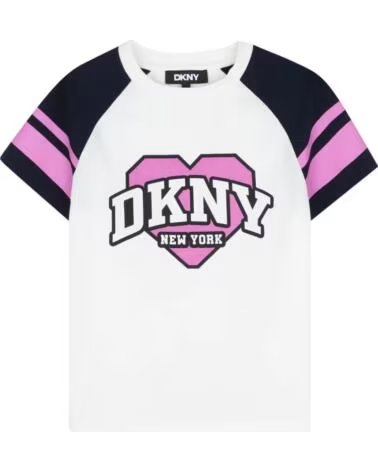 DKNY T-SHIRT DE MANGA CURTA MENINA BRANCO SUJO BLANCO ROTO