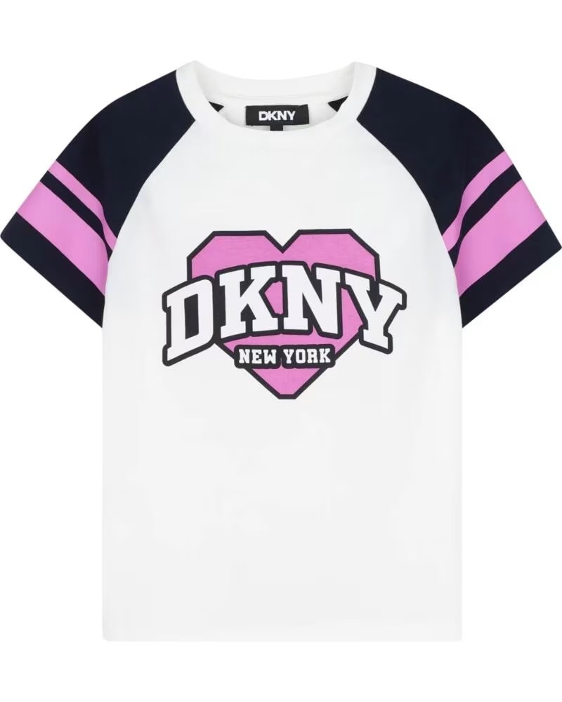 DKNY T-SHIRT DE MANGA CURTA MENINA BRANCO SUJO BLANCO ROTO