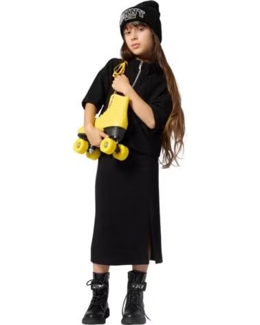 DKNY MÜTZE IN SCHWARZ MIT UMSCHLAG UND LOGO NEGRO