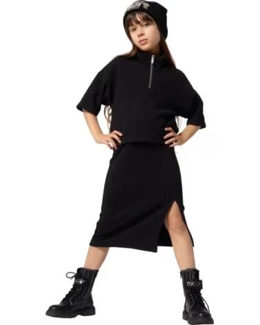 DKNY MÜTZE IN SCHWARZ MIT UMSCHLAG UND LOGO NEGRO