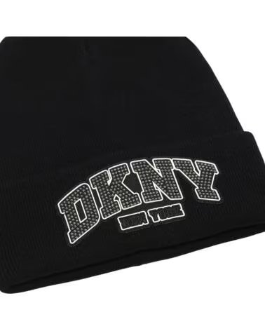 DKNY MÜTZE IN SCHWARZ MIT UMSCHLAG UND LOGO NEGRO