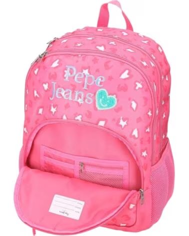 PEPE JEANS ZAINO SCOLASTICO ROSA CON STAMPA CUORI E STELLE