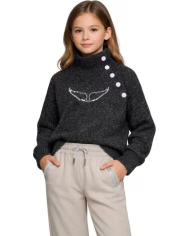 ZADIG AND VOLTAIRE MADCHEN PULLOVER GRAU MELIERT GRIS JASPEADO