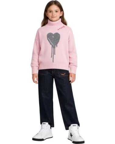 ZADIG AND VOLTAIRE NINA MÄDCHEN PULLOVER MIT HERZ RUBOR ROSA CHINA