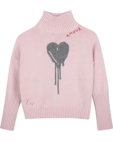 ZADIG AND VOLTAIRE NINA MÄDCHEN PULLOVER MIT HERZ RUBOR ROSA CHINA