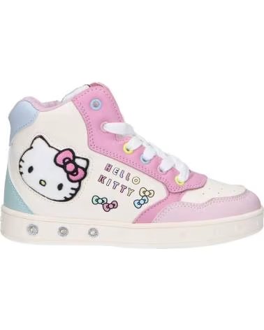 ZAPATILLAS ALTAS INFANTILES GEOX J SKYLIN C8206 HELLO KITTY EN ROSA Y MULTICOLOR CON LUCES PINK-MULTICOLOUR
