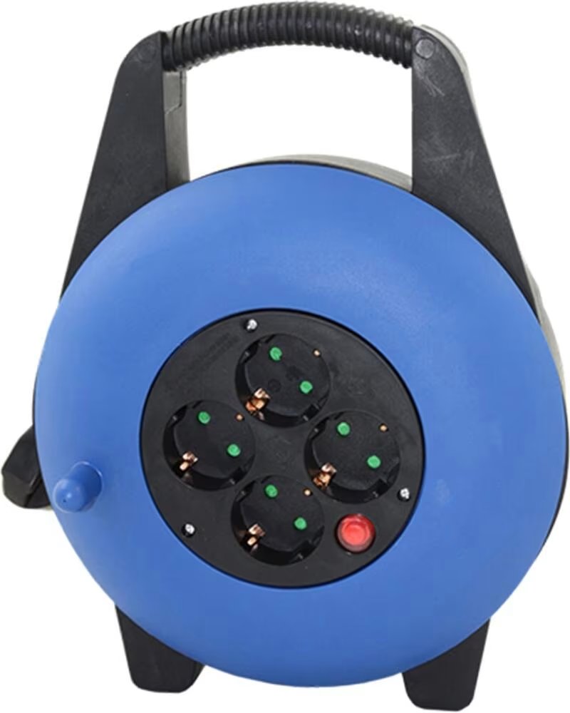 SILVER Regleta alargadera enrollacables 4 tomas - 15m - 16a - 250v - 3x1 5mm - color azul