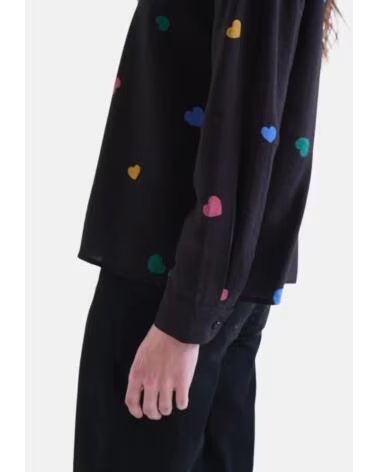 COMPAIA FANTASTICA HEMD MIT HERZMUSTER SCHWARZ NEGRO