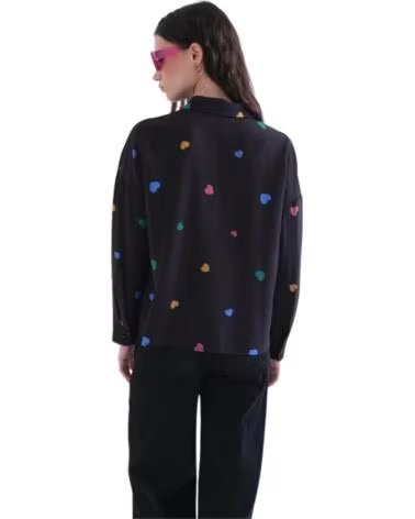 COMPAIA FANTASTICA HEMD MIT HERZMUSTER SCHWARZ NEGRO