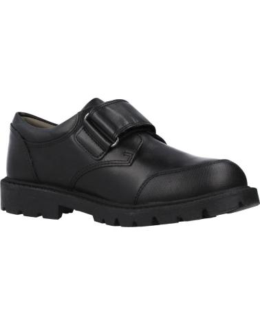 GEOX J SHAYLAX BOY - BLACK SCHOOL SHOES WITH HOOK-AND-LOOP CLOSURE NEGRO