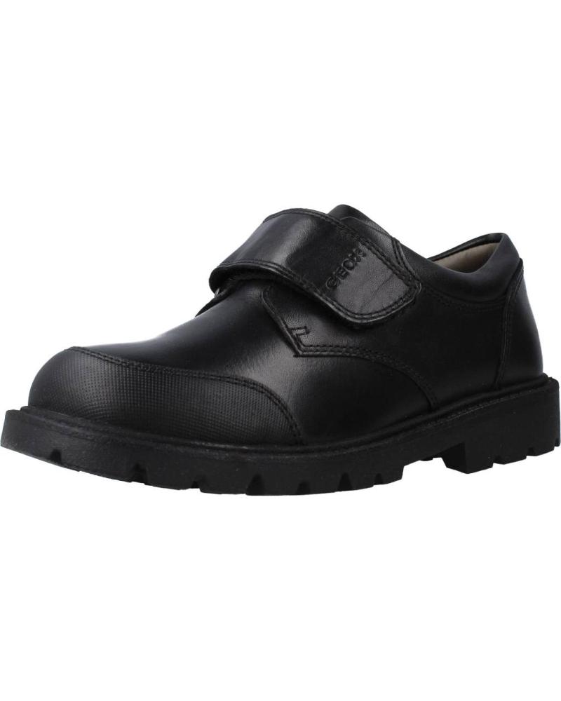 GEOX J SHAYLAX BOY - BLACK SCHOOL SHOES WITH HOOK-AND-LOOP CLOSURE NEGRO
