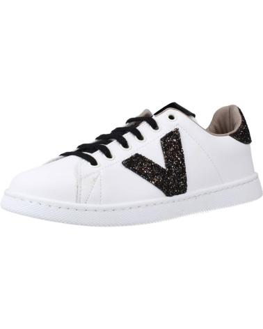 VICTORIA 1125244V WHITE LEATHER-EFFECT SNEAKERS WITH BLACK GLITTER BLANCO