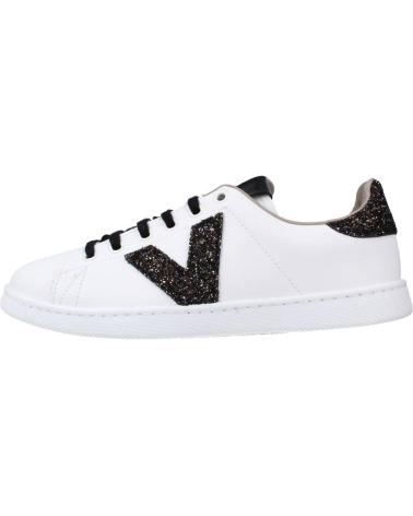 VICTORIA 1125244V WHITE LEATHER-EFFECT SNEAKERS WITH BLACK GLITTER BLANCO