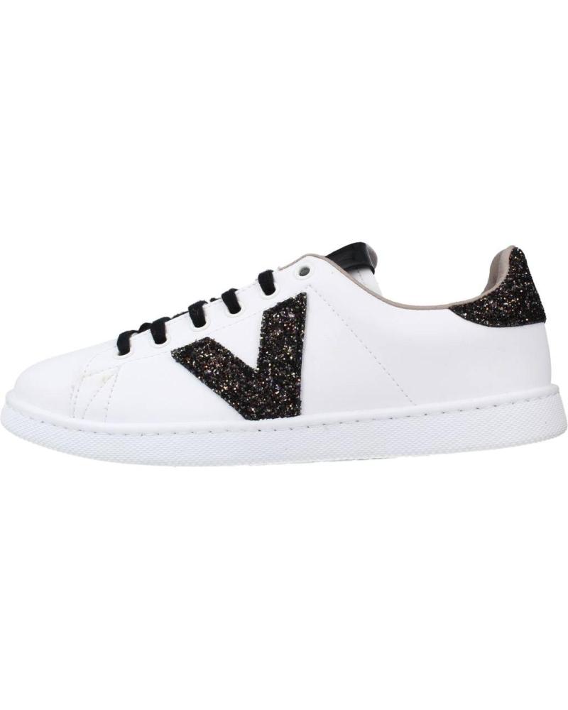 VICTORIA 1125244V WHITE LEATHER-EFFECT SNEAKERS WITH BLACK GLITTER BLANCO