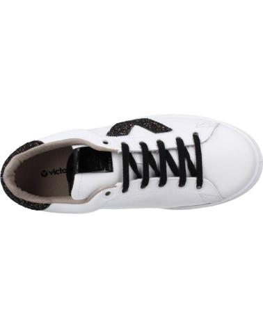 VICTORIA 1125244V WHITE LEATHER-EFFECT SNEAKERS WITH BLACK GLITTER BLANCO