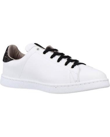 VICTORIA 1125244V WHITE LEATHER-EFFECT SNEAKERS WITH BLACK GLITTER BLANCO