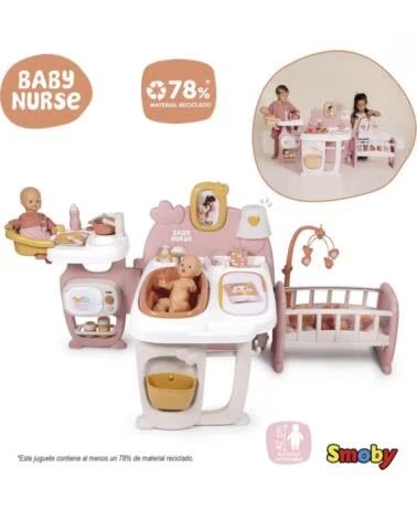 SMOBY BABY NURSE PUPPEN-PFLEGECENTER MIT WIEGE UND BADEWANNE MULTICOLOR