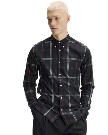FRED PERRY CAMISA POPELINA TARTAN NIGHT GREEN