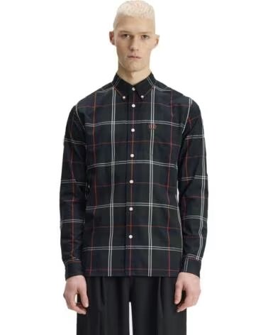 FRED PERRY CAMISA POPELINA TARTAN NIGHT GREEN