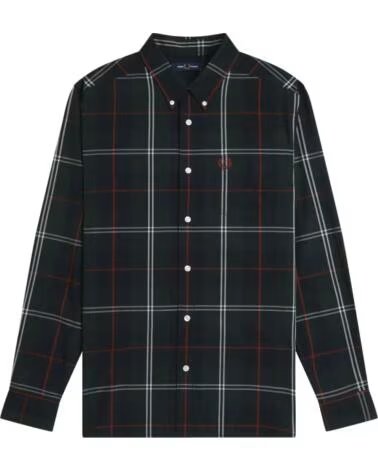FRED PERRY CAMISA POPELINA TARTAN NIGHT GREEN