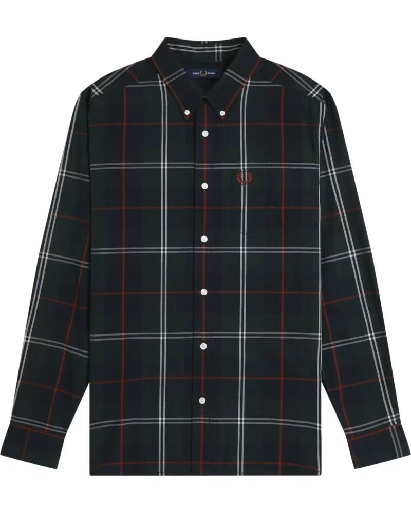 FRED PERRY CAMISA POPELINA TARTAN NIGHT GREEN
