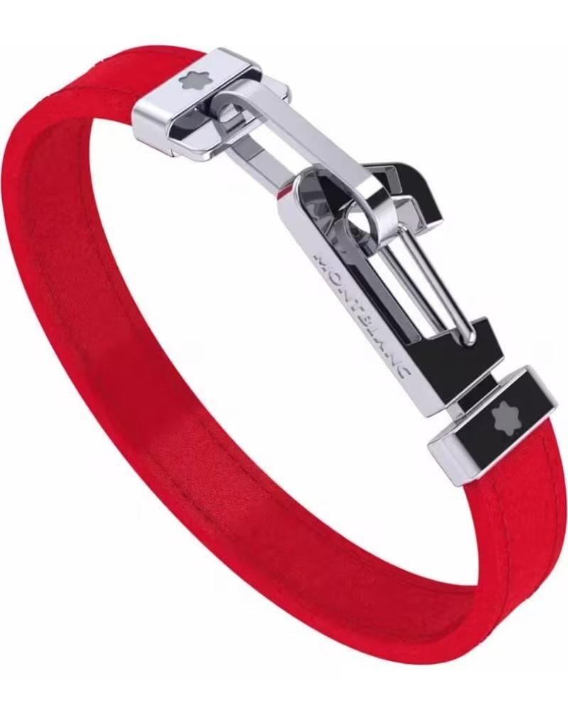 MONTBLANC MB12382563 PULSERA DE ACERO E INOXIDABLE CUERO ROJO