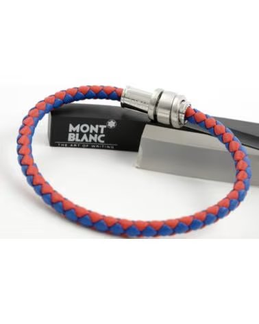 MONTBLANC MB12378763 BRACELET TRESSÉ EN CUIR BLEU ET ROUGE