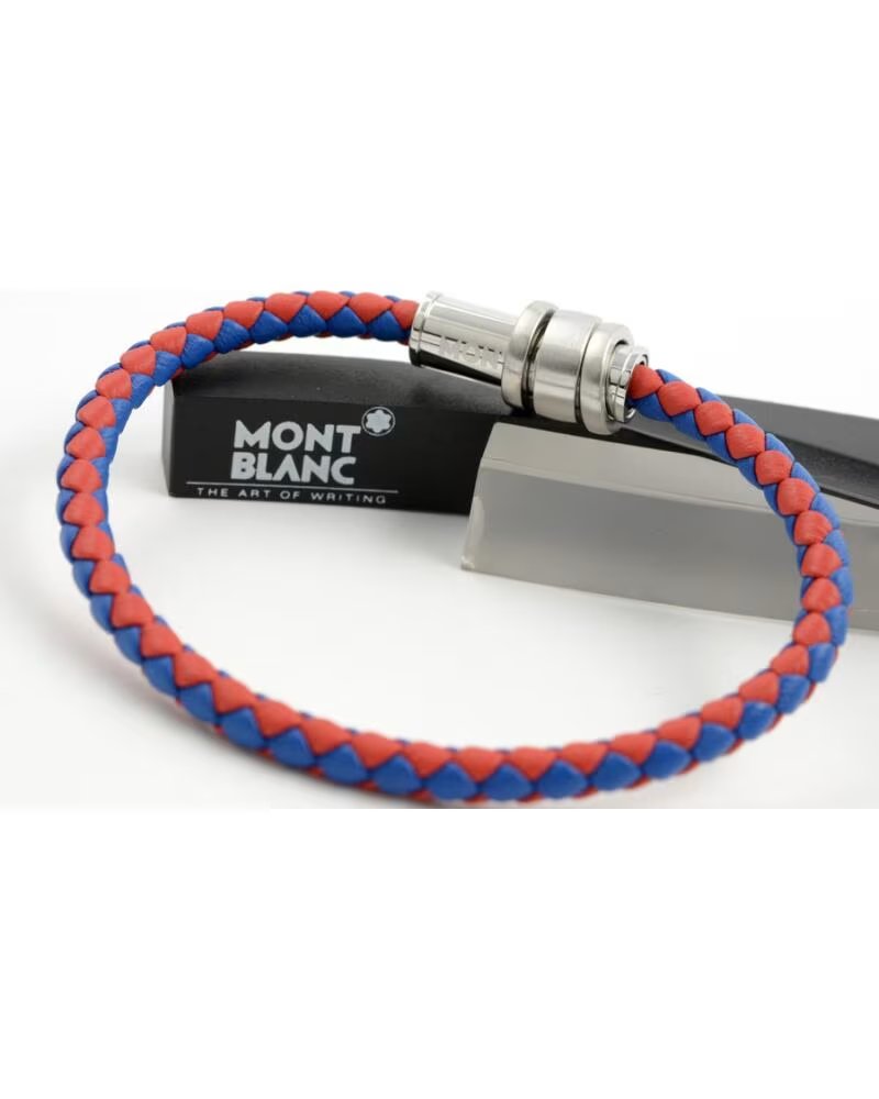 MONTBLANC MB12378763 BRACELET TRESSÉ EN CUIR BLEU ET ROUGE