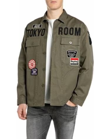 REPLAY VESTE KAKI DE STYLE MILITAIRE AVEC ÉCUSSONS VERDE