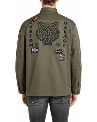 REPLAY VESTE KAKI DE STYLE MILITAIRE AVEC ÉCUSSONS VERDE