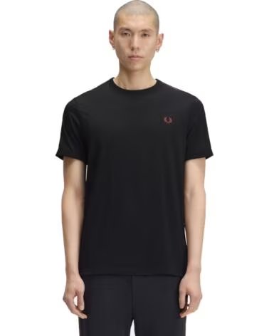 FRED PERRY CONTRAST TAPE RINGER CAMISETA NEGRO