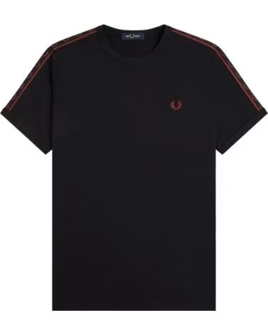FRED PERRY CONTRAST TAPE RINGER CAMISETA NEGRO