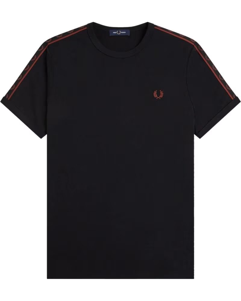 FRED PERRY CONTRAST TAPE RINGER CAMISETA NEGRO
