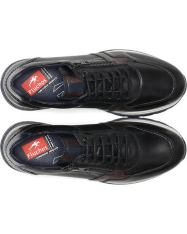 Sportif pour Homme FLUCHOS F1600 LOUIS ZAPATILLAS CASUAL DE HOMBRE NEGRO PIEL NEGRO