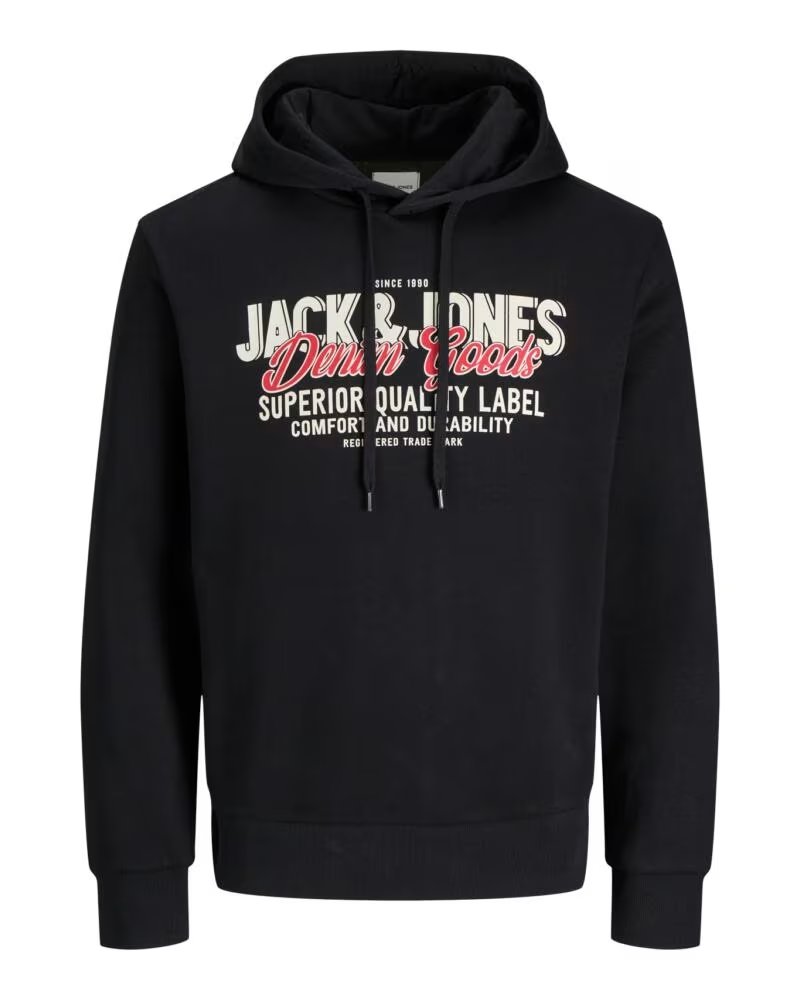 JACK AND JONES FELPA CON CAPPUCCIO 077-52576834584915 UOMO NEGRO