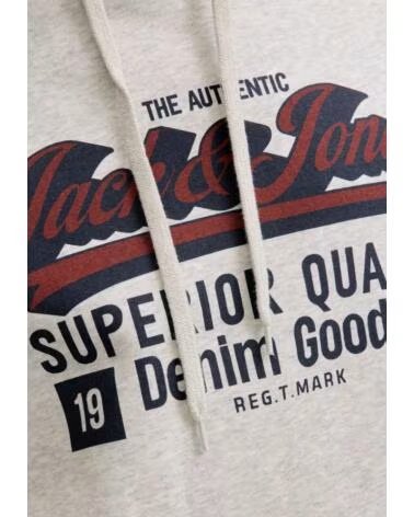 JACK AND JONES FELPA CON CAPPUCCIO 077-52599849976147 UOMO BEIG CLARO