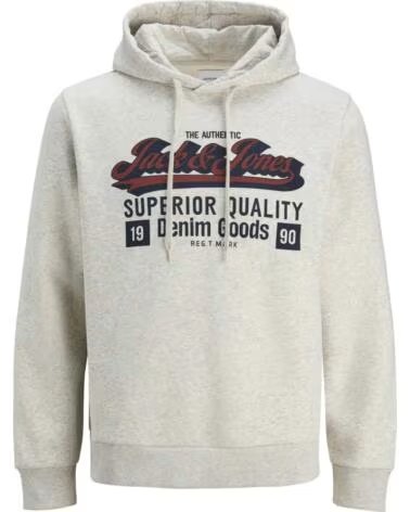 JACK AND JONES FELPA CON CAPPUCCIO 077-52599849976147 UOMO BEIG CLARO