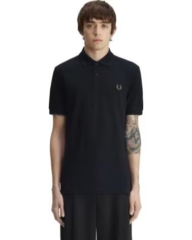 FRED PERRY POLO SLIM FIT LISO PRETO - LAUREL WREATH GREEN