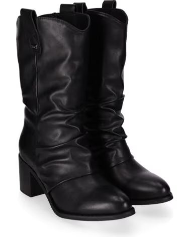 CHIKA10 YANGER 01 BOTAS DE MULHER EM PELE SINTÉTICA SALTO MÉDIO NEGRO-BLACK