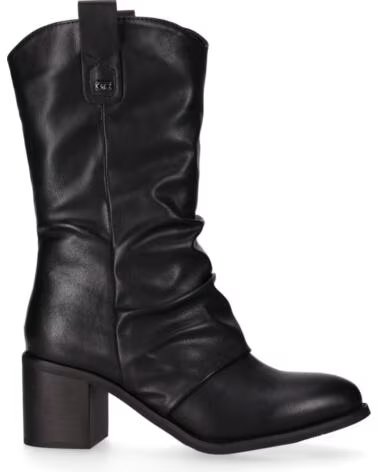CHIKA10 YANGER 01 BOTAS DE MULHER EM PELE SINTÉTICA SALTO MÉDIO NEGRO-BLACK